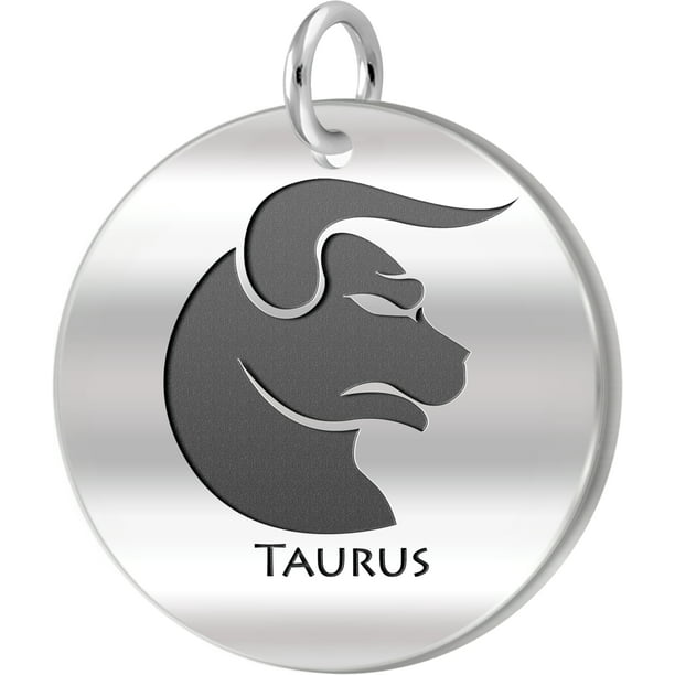 0.925 Sterling Silver Zodiac Taurus Bull April & May Charm Pendant Necklace 